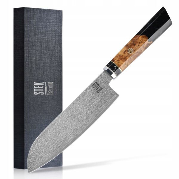 Nóż SANTOKU SLIV stal damasceńska